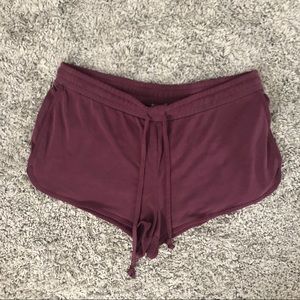 maroon aerie soft shorts